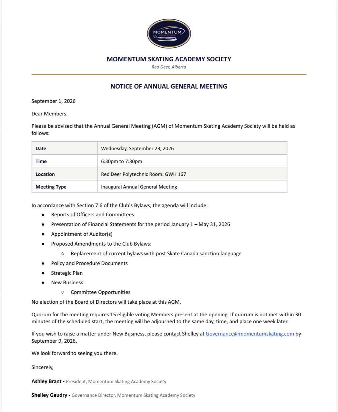 Notice of AGM